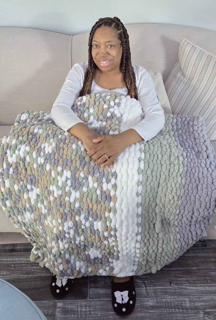 Tammy holding blanket